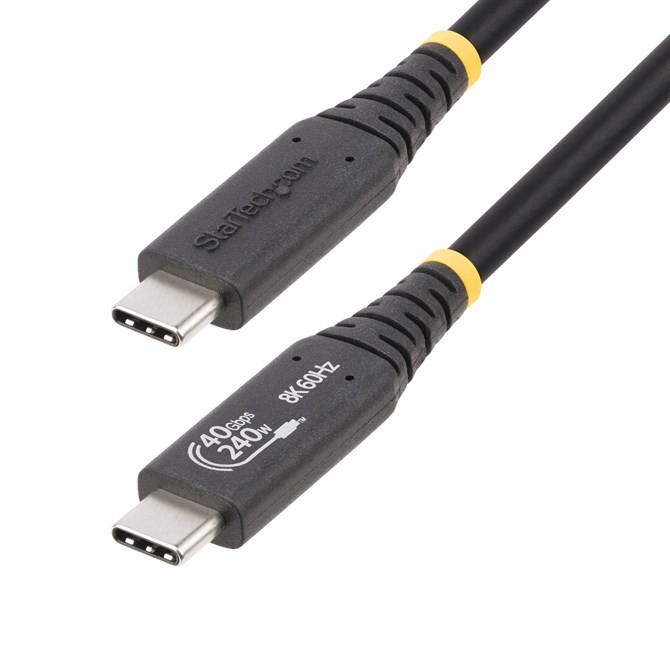 StarTech.com 50cm 1.6ft USB4 Cable USB-IF Certified USB-C Cable 40Gbps 240W Powe