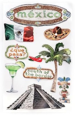 Mexico Die-Cut Sticker Sheet for Dimensional & Glitter Accents