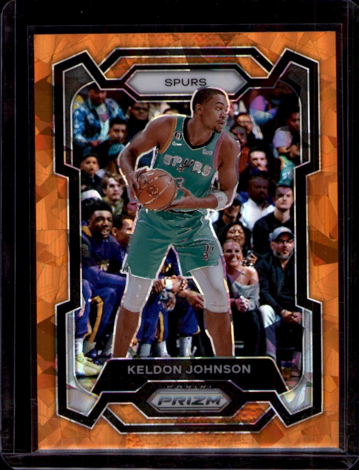 2023-24 Panini Prizm #82 Keldon Johnson Prizms Orange Ice