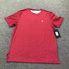 Spyder Rash Guard Shirt Mens Medium Red UPF 30 Quick Dry Short Sleeve Swim