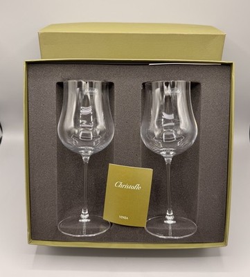 Christofle Crystal Wine Glasses Set 2 w Box