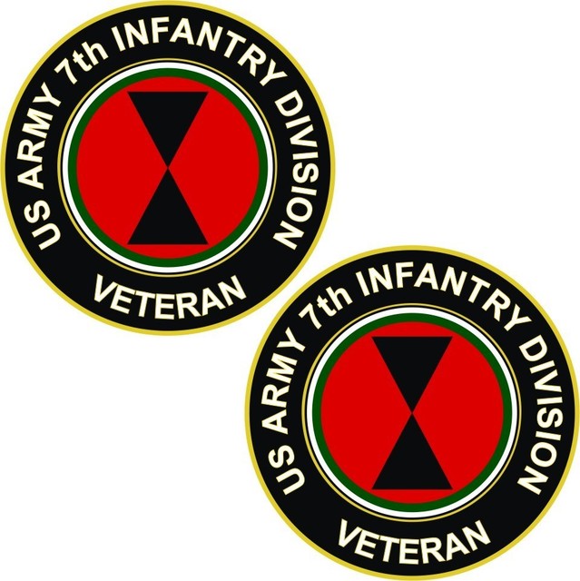 Army 7th Infantry Division Veteran 2 5 5 Stickers Decals Two Pack 
