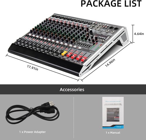 QST Audio Mixer 12 Channel DJ Equipment with Bluetooth USB Console Sound Board - Picture 9 of 9
