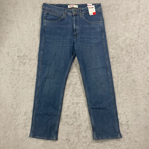 NEW Wrangler Mens 34X29 Regular Fit Stretch Denim Jeans Blue Cotton Blend - Picture 2 of 8
