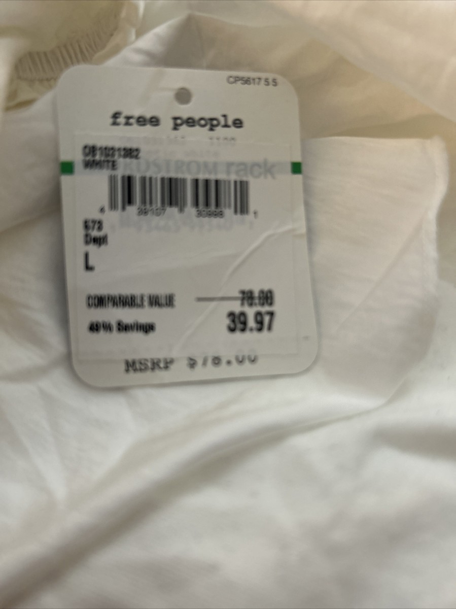 New Free People Poof Goes My Heart Off the Shoulder Bodysuit White