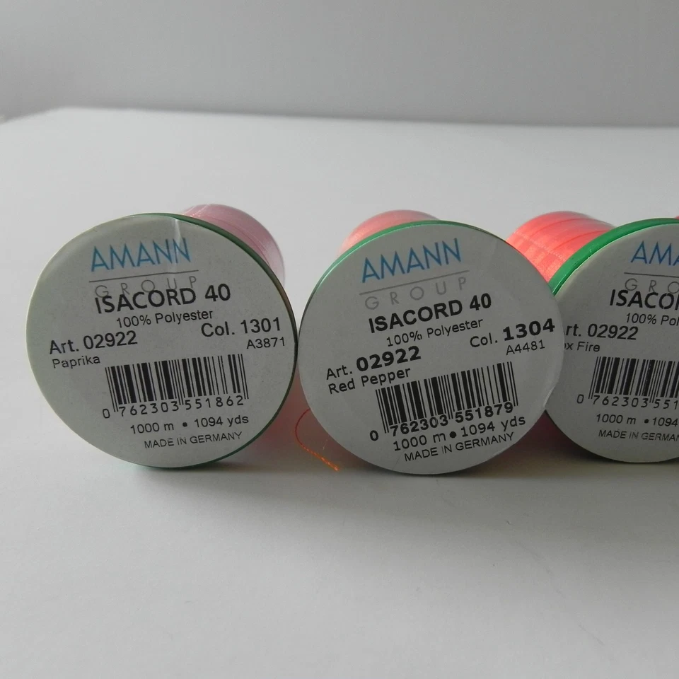 Amann Isacord 40 100% Polyester Lot of 5 Red Shades 1000M - Image 3 of 4