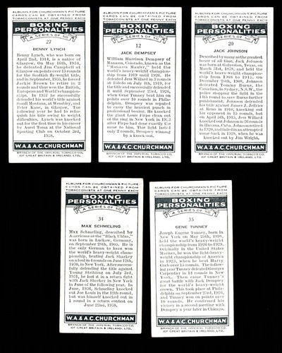 EX-NM 1938 Churchman Pugilato Personaggi Set Completo di 50 Carte con Album Luigi+ - Foto 7 di 19