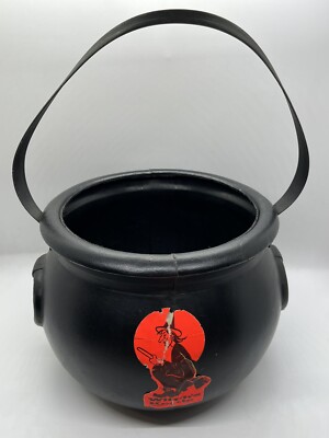 1987 Union Products witch kettle 1453 with stickers cauldron blow mold halloween