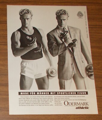 Seltene Werbung ODERMARK ATHLETIC Mode für Männer mit sportlicher Figur 1989