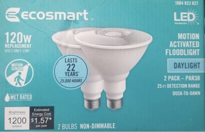 Ecosmart LED Motion Activated Floodlight DAYLIGHT Last 22 Years 25,000 Hours