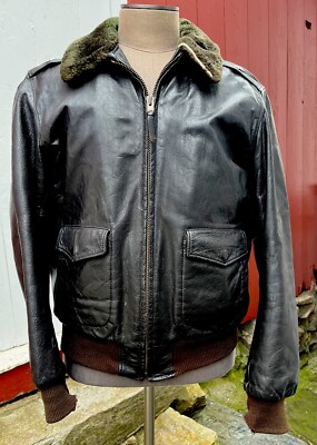 LL BEAN Distressed Leather Flight Jacket Bomber Flying Tigers