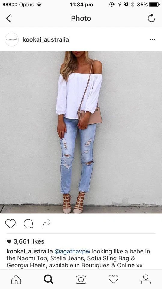 Kookai White NAOMI Off Shoulder Top SZ 36 FREE POSTAGE e64 eBay