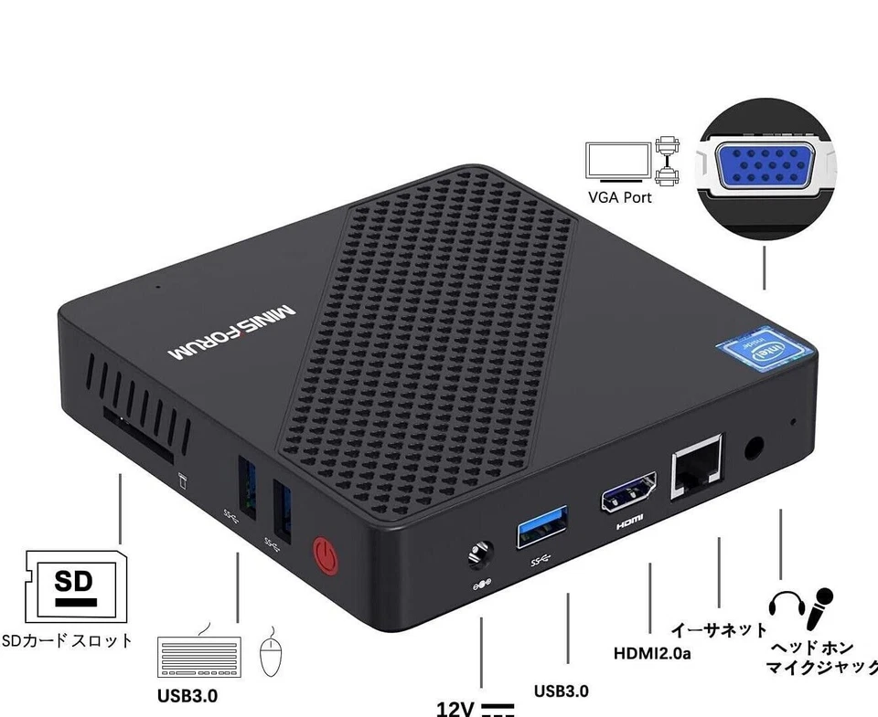 MINISFORUM N40 Mini PC Intel Celeron N4020 2.8GHz DDR4 4GB 64GB Fanless NEW - Image 2 of 3