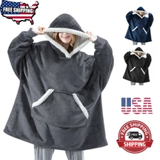 Wearable Blanket Reversible Oversized Warm Blanket Hoodie Sweatshirt Adult Size