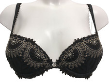 Chantelle Africa Dark Grey Bra UK 32A Underwired Padded Push Up + Extra Pads