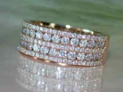 2 Ct Lab Created Diamond Half Eternity Ring With Round Cut 14K Rose Gold Over