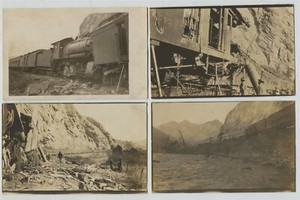 Rocky-Mountains-US-WWI-Troop-Train-Wreck-Real-Photo-Postcards-RPPC