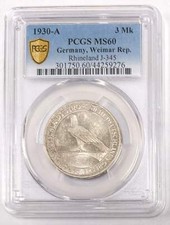 1930 A Germany Weimar Republic Rhineland L 345 PCGS MS 60