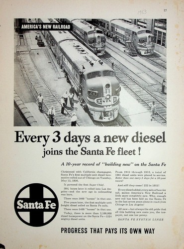 Original Santa Fe Railroad AD Highlighting: Every 3 days a new diesel joins - 第 1/2 張圖片