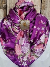 Wild Rag Scarf Western Cowboy Bandana Buckaroo Scarves Cowgirl silky floral 38"