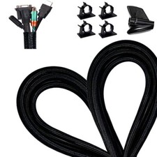 13 1/8ft -1/2 Inch Cord Management Sleeve Braided Split Black Cable Protector...