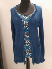 Escada Strickjacke Sommer, Gr. 42, Indigoblau, Viscose Mischung, neuwertig