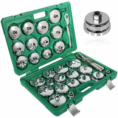 1/2'' Dr Oil Filter Socket Cup Type Set & Adjustable Cap Wrench Removal Tool 31PC