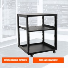 12U Server Rack Network Cabinet 19 inch Open Frame Rack with Wheels Black