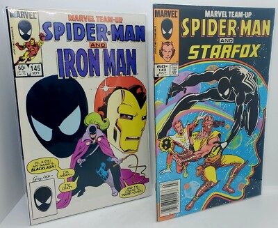 Vintage LOT of 2 Marvel Team-Up (1984) Starfox #143 & Iron Man #145 Mint Bagged!