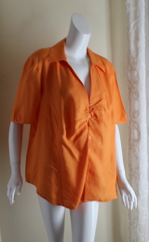 Lily Stanhope -misura UK 3X Arancione Breezy Art-To-Wear Bel Lino Maglia Camicia - Foto 3 di 5