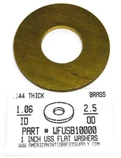 1 INCH FLAT WASHER SOLID BRASS 1.062"IDX2.50"ODX.144"TH+/- (1)