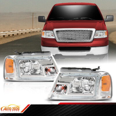 FIT FOR 04-08 FORD F150 06-08 LINCOLN MARK LT CHROME HOUSING HALOGEN HEADLIGHTS