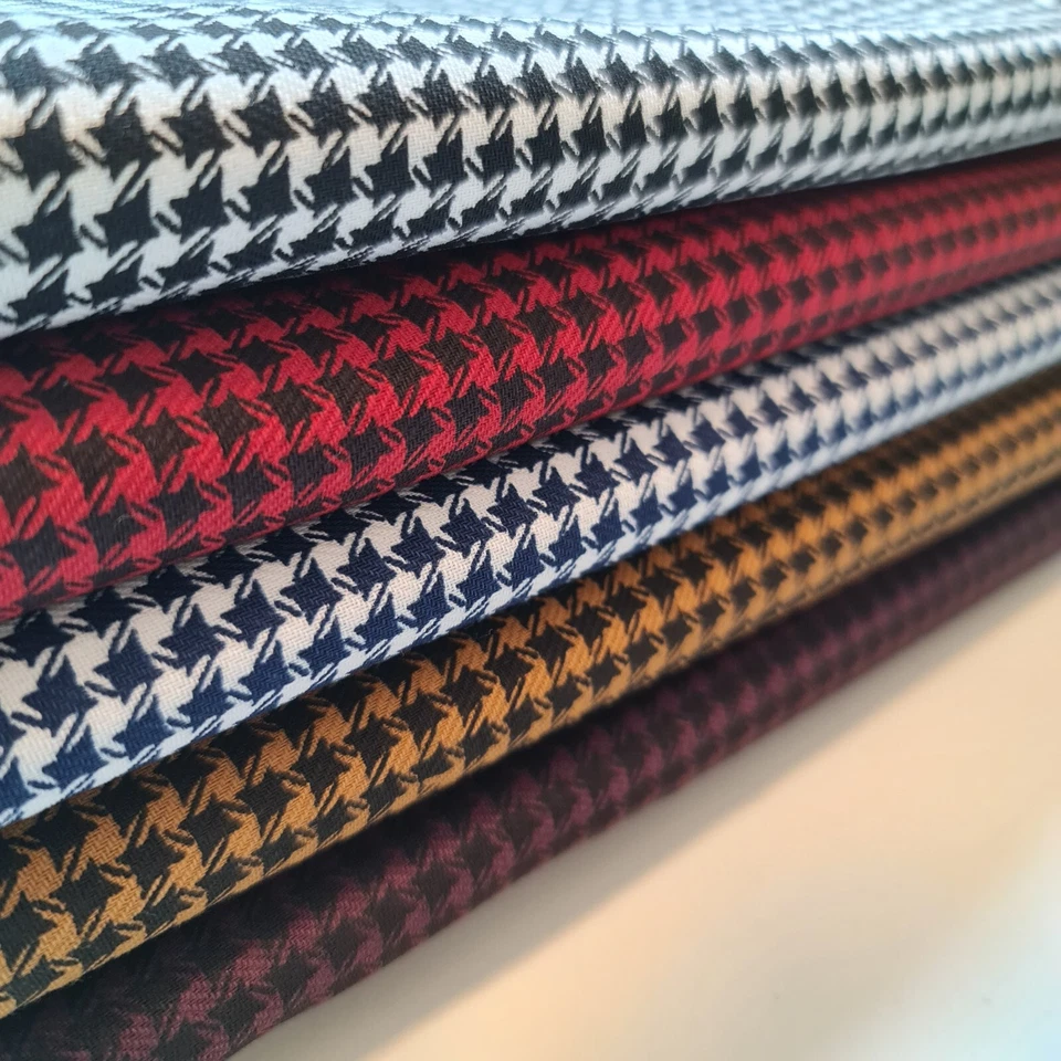 Hound tooth Dogtooth Cotton Drill Fabric Craft Dress Quilting Material 58" Meter - Image 2 of 4