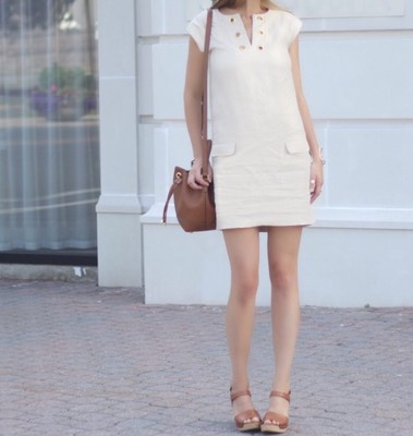 Nwt JCrew linen shift dress with grommets Marine Salt $138 2T F5900 | eBay