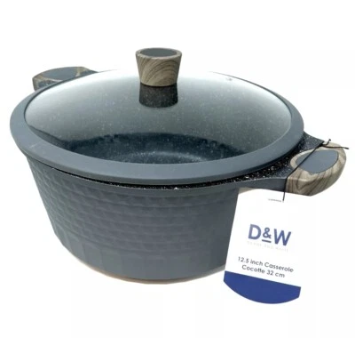 D&W COOKWARE Deane & White D&W Casserole Stock Pot Nonstick With Lid 10.3-QT, 12.5” Cookware