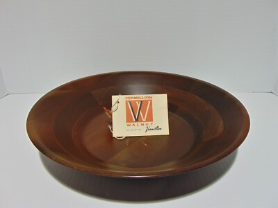 Vermillion Real Walnut Wood Centerpiece Bowl Mid-Century
