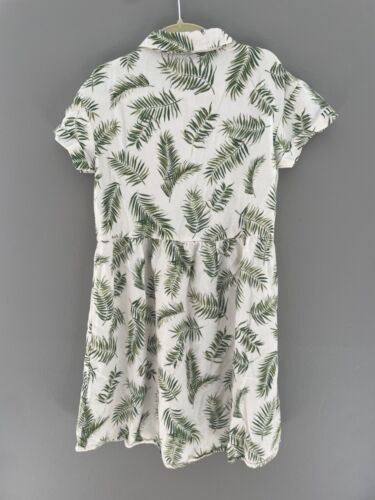 H&M Girls Palm Dress Short Sleeve Button Front Neutral - size 7/8 - Picture 2 of 3