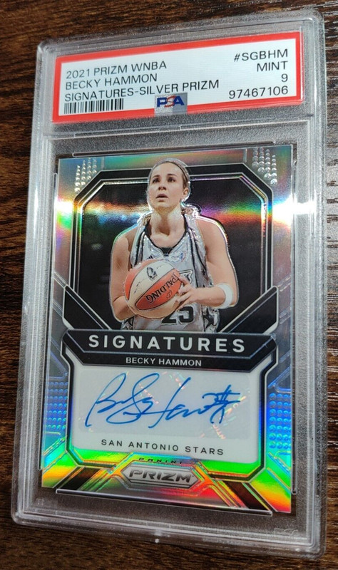 2021 Prizm WNBA Becky Hammon SILVER Signature Auto PSA 9 HOF!