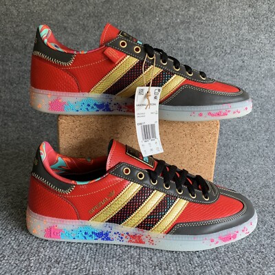 Adidas Mens Handball Spezial S.E.E.D. ID8617 Scarlet Gold Paint Splatter Size 10