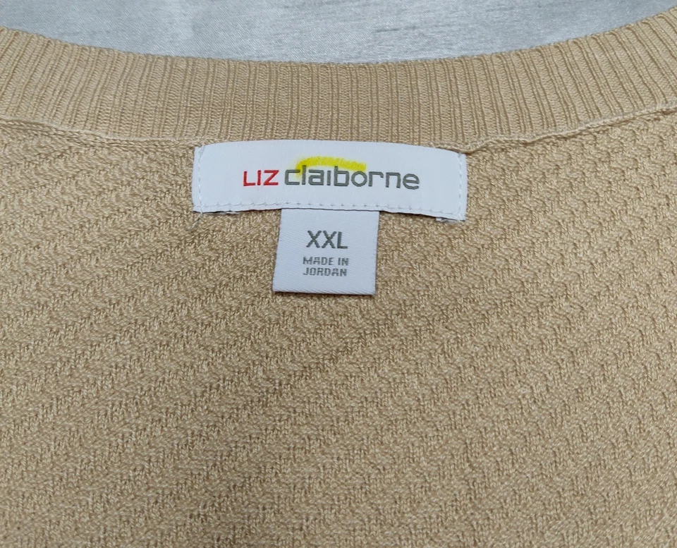Liz Claiborne Women 2XL Beige Sleeveless Pullover Sweater Lightweight Vest NEW - Image 3 of 4