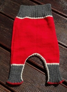 red baby trousers
