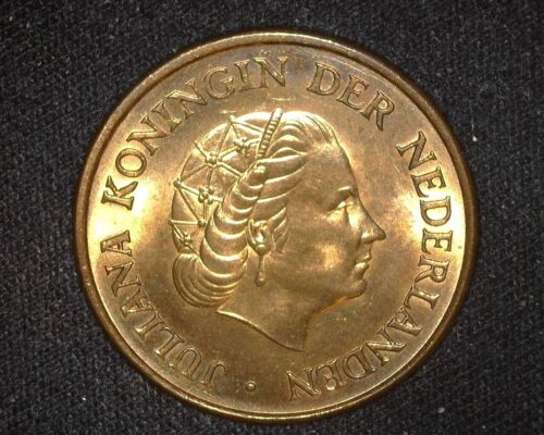 NETHERLANDS 1967 FAR LEAVES 5 CENTS KM181 BRILLIANT UNCIRCULATED RED ~X51 - Picture 2 of 2
