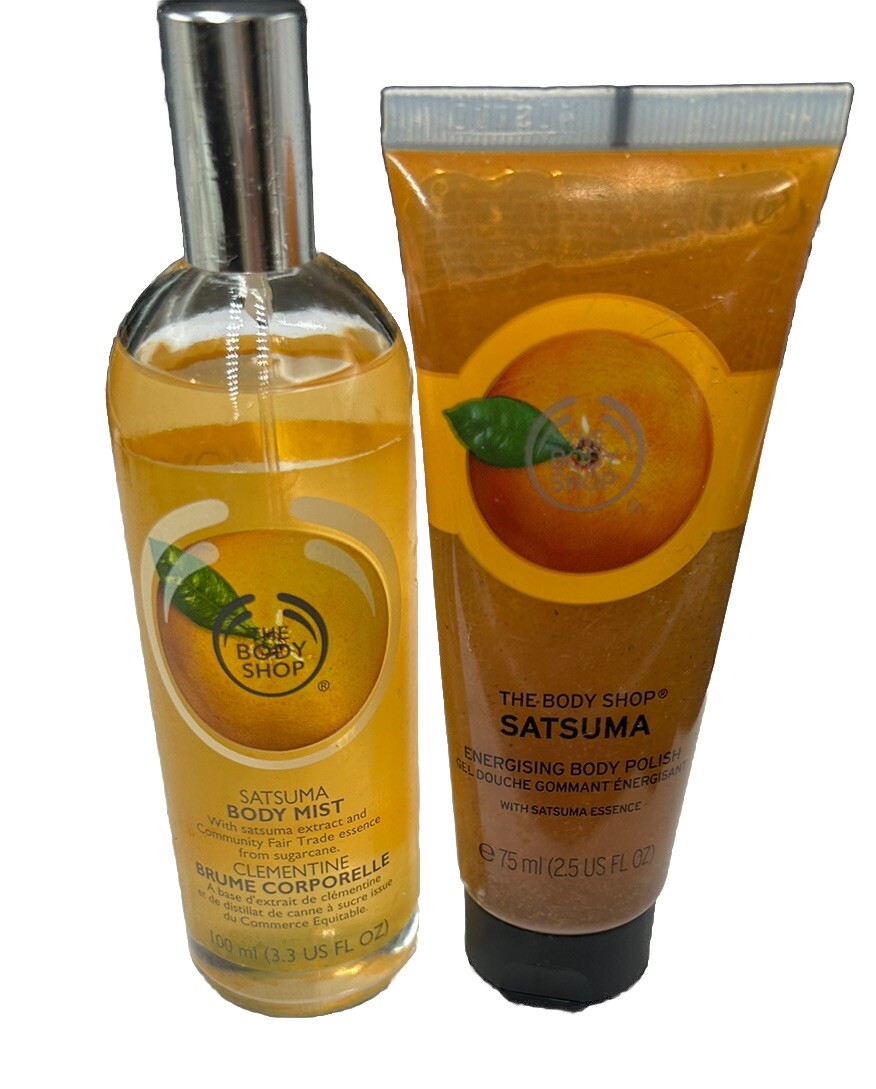 THE BODY SHOP SATSUMA BODY MIST 100ml BODY POLISH 75ml UK