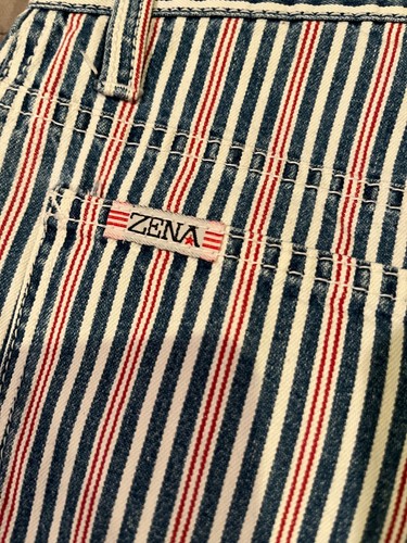 Women's Vtg ZENA JEANS Red White Blue Striped High Rise Denim Mom Shorts Size 11 - Picture 6 of 7