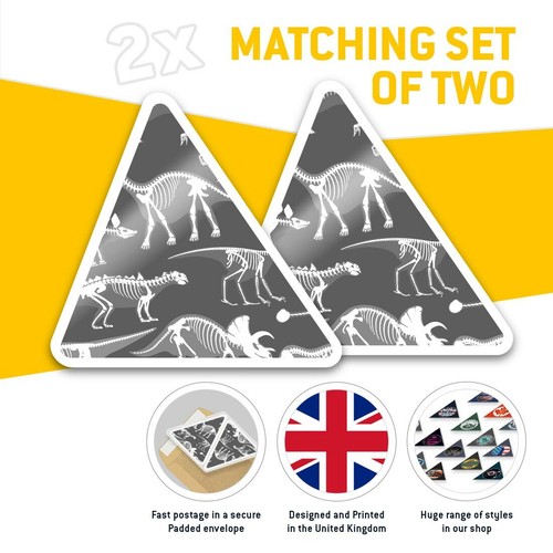 2 x Triangle Stickers 10cm - BW - Dinosaur Skeletons Kids Boys #41065 - 第 2/9 張圖片