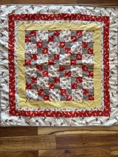 Vintage Handmade Sock Monkey Baby Quilt One Side Flannel Other Side Is Red Furry