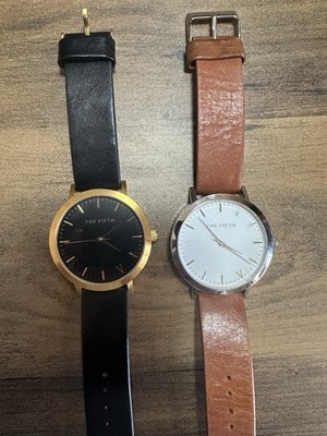 The Fifth Watches Quartz Watch Bundle(2)   Minimalist   Leather    Needs Battery