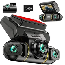 LAMTTO 360° Dash Camera 4 Channel Dash Cam HD 1080P 4 Lens Driving Recorder 128G