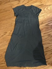 LOFT Petites SP Blue Solid Knit Maxi Dress Short Sleeve Crew Neck Tie