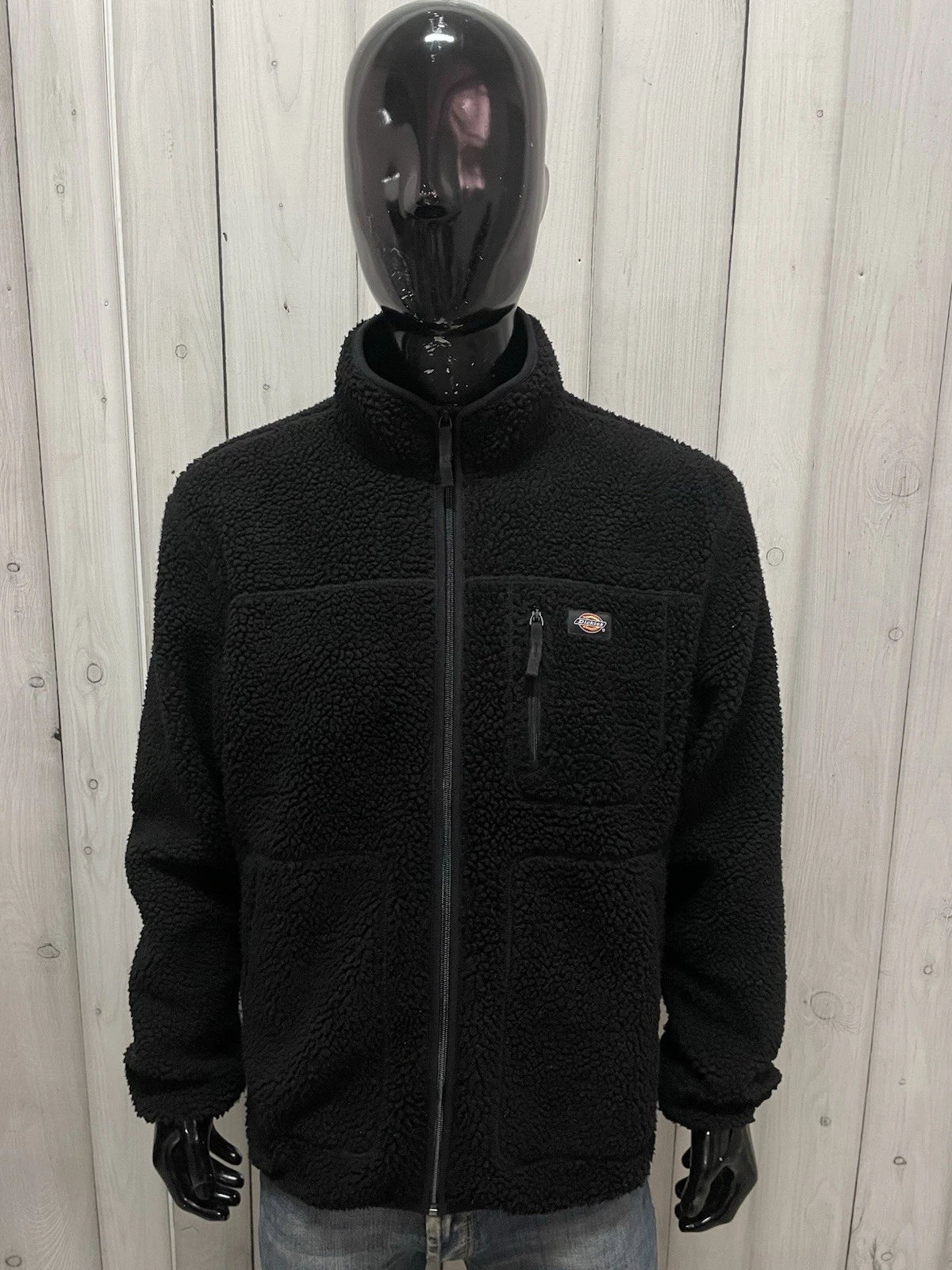 Dickies Teddy Sherpa Black Zip Men's Workwear Fleece Size L / 52